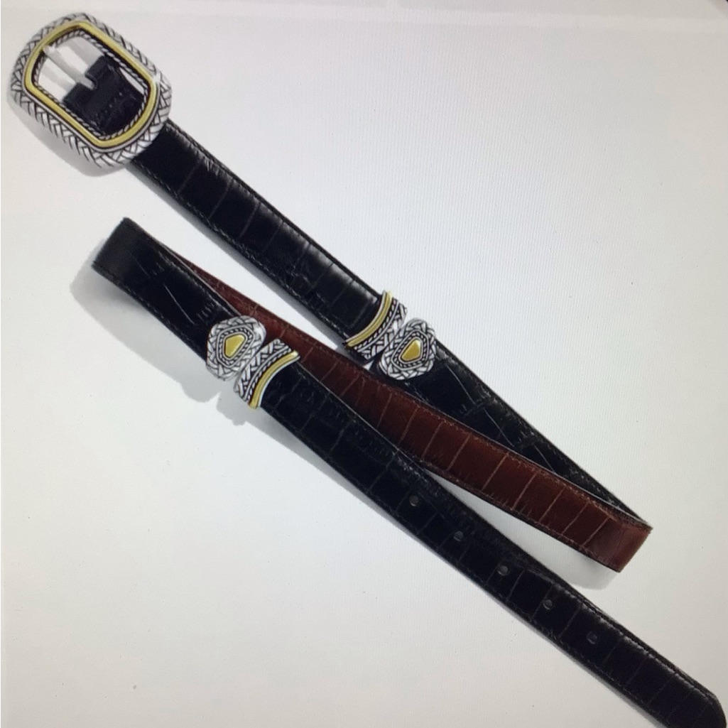 Brighton Marcus TwoTone Reversible Belt With Decorative SilverTone Buckle